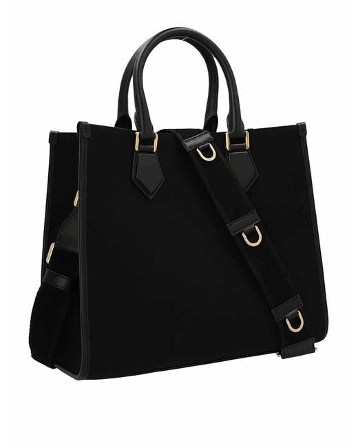 Dolce & Gabbana Black Canvas Tote With Leather Logo for men