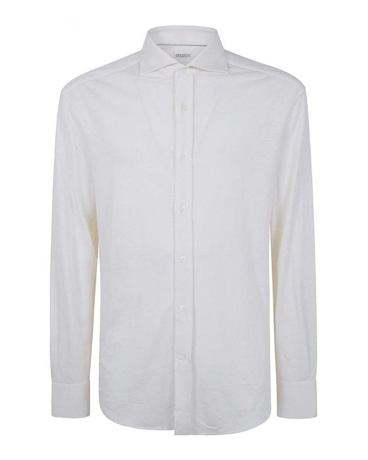 Brunello Cucinelli White Classic Shirt for men