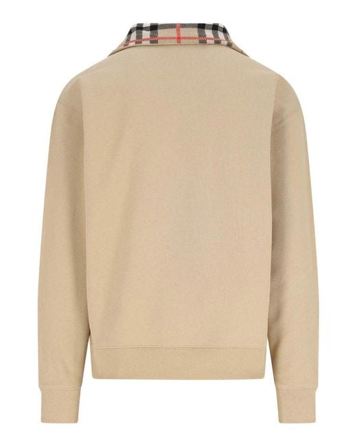Burberry Natural Maglia Zip Check for men