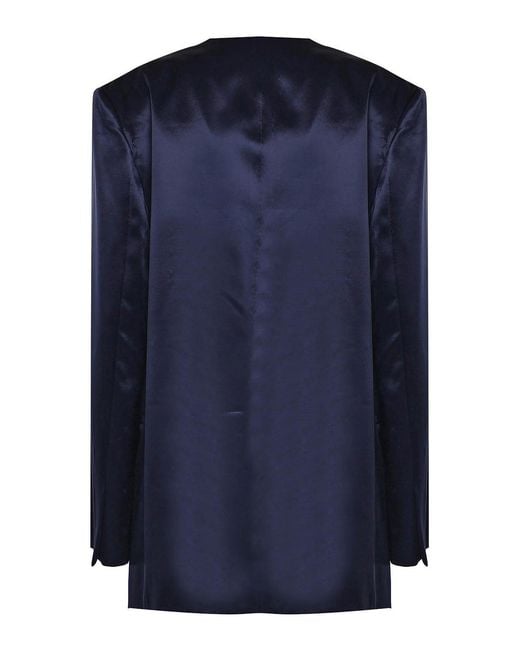 Alberta Ferretti Blue Double-Breasted Silk Jacket