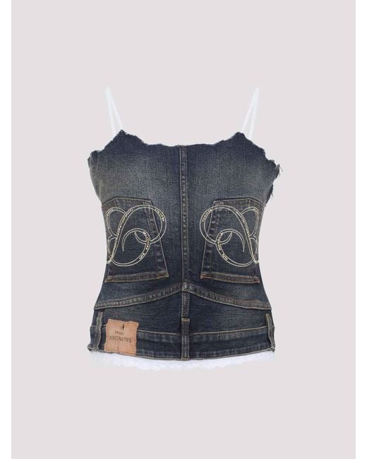 Balenciaga Blue Patched Top