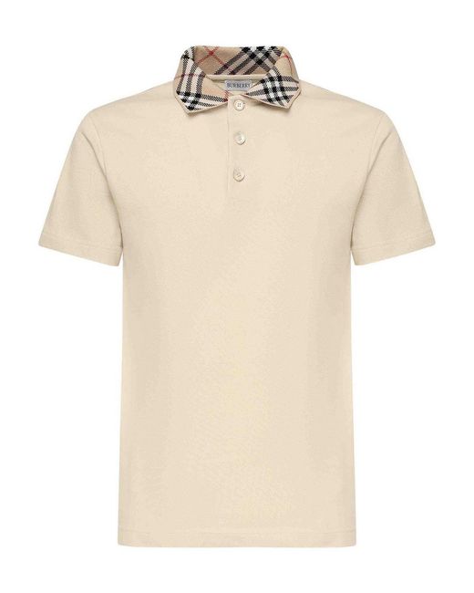 Burberry Natural Polo Shirt With Logo Embroidery for men