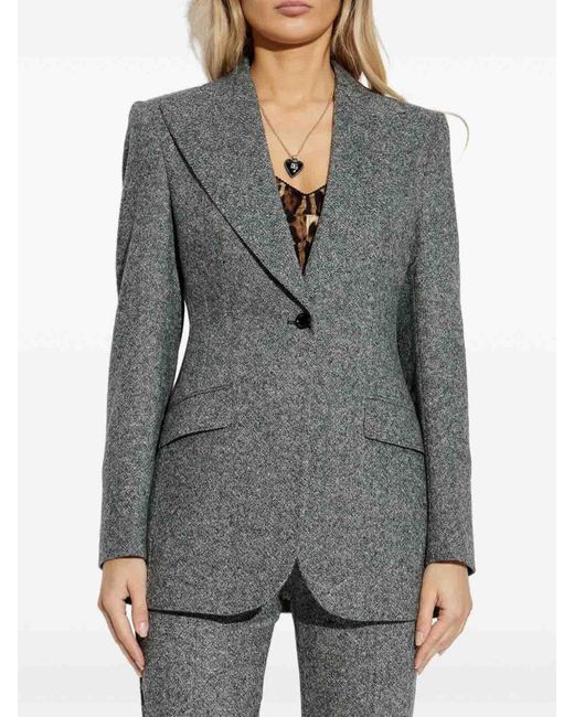 Dolce & Gabbana Gray Single-Breasted Blazer