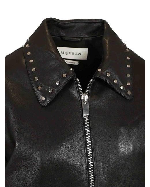 McQueen Black Leather Aviator Jacket Jackets for men