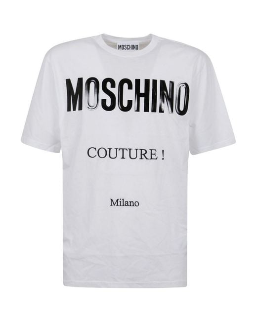 Moschino Gray Logo Printed T-Shirt for men