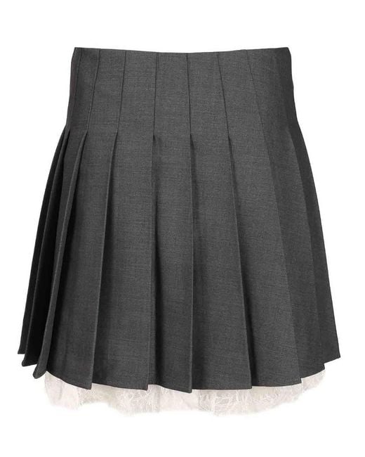 Self-Portrait Gray Pleated Miniskirt