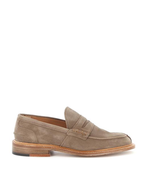 Tricker's Brown James Suede Penny Loafers for men