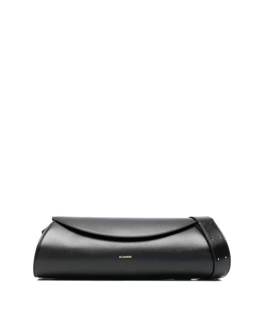 Jil Sander Black Cannolo Large Leather Shoulder Bag