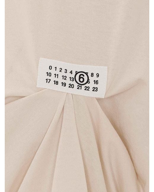MM6 by Maison Margiela White Numeric Logo Draped T-Shirt