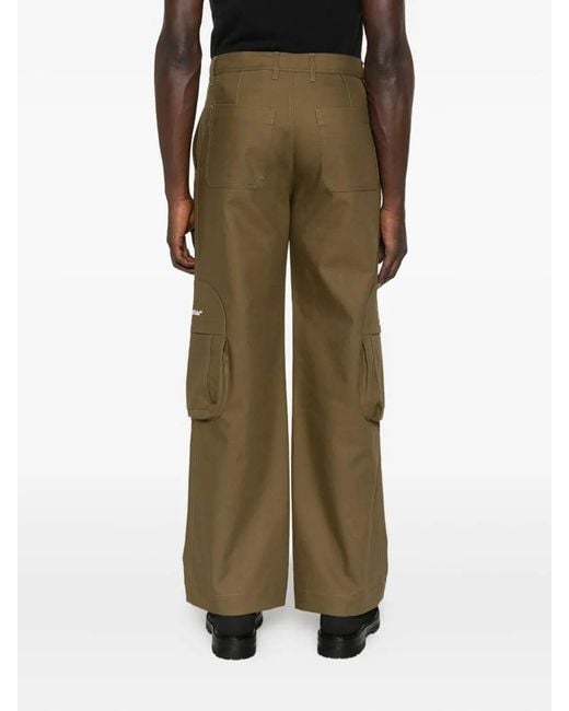 Off-White c/o Virgil Abloh Green 'Bookish' Cotton Round Pocket Cargo Pants for men