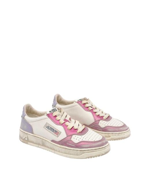 Autry Pink Super Vintage Medalist Low Sneakers