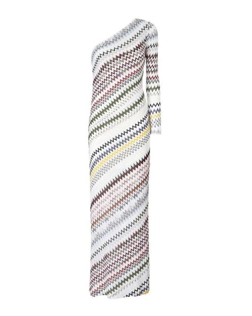 Missoni Women's White One-Shoulder Long Dress - hulwithkids.com