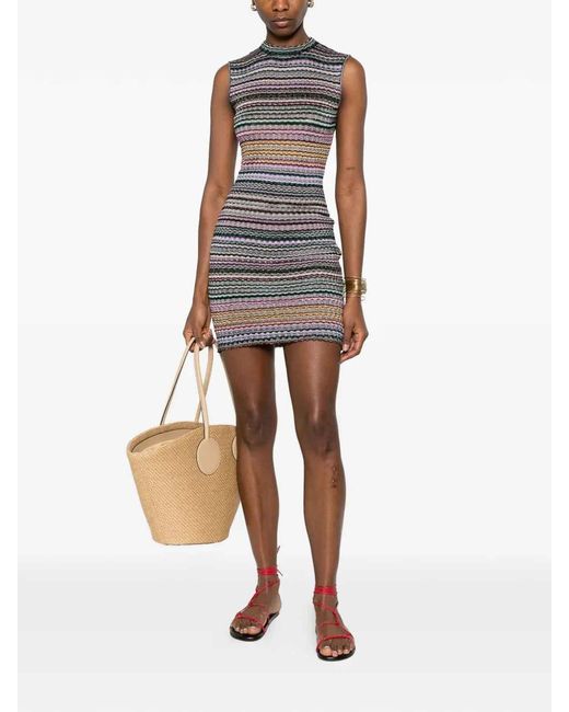 Missoni Gray Striped-Pattern Mini Dress