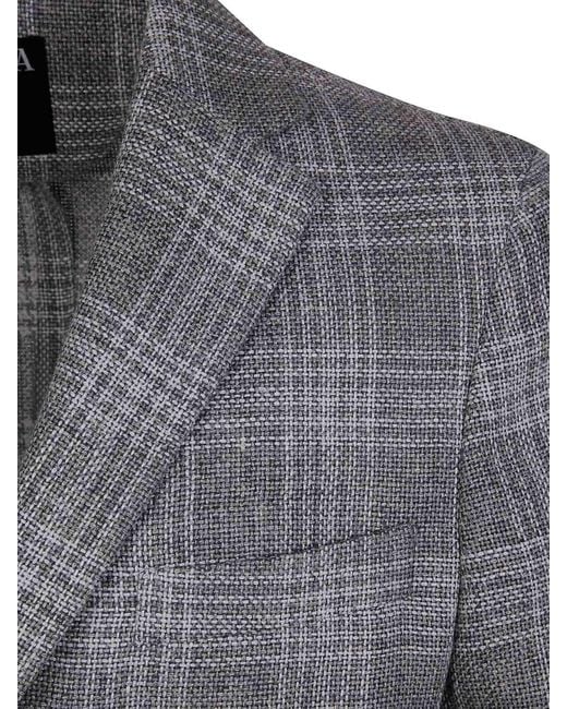 Zegna Gray Wool And Linen Jacket for men