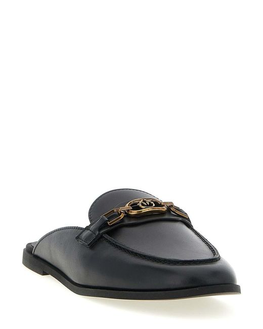 Pinko Black Mule En Cuir Naty 09 À Logo