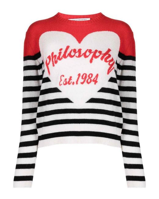 Philosophy Di Lorenzo Serafini White Intarsia-Logo Sweatshirt