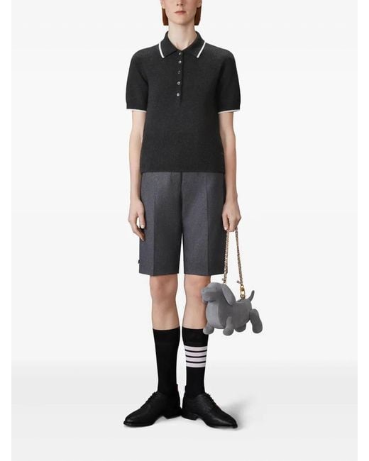 Thom Browne Black Browne 65 Jersey Intarsia Classic Ss Polo