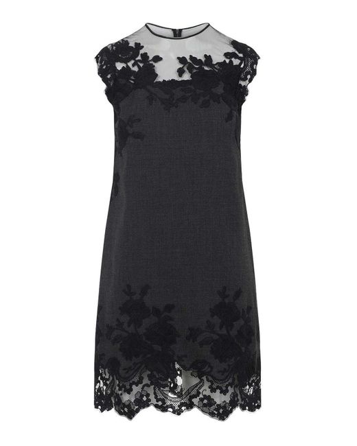 Ermanno Scervino Black Virgin Wool Mini Dress