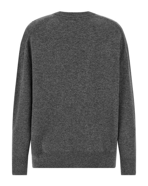 Jil Sander Gray V-Neck Cashmere Blend Sweater