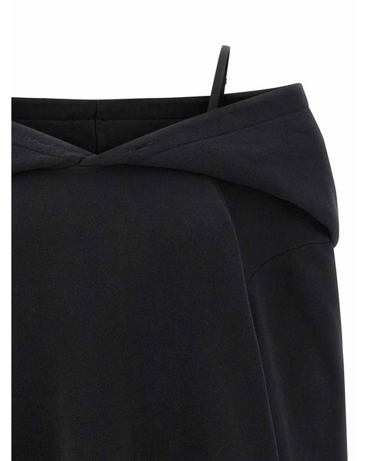 MM6 by Maison Margiela Black Off-Shoulder Hooded Dress