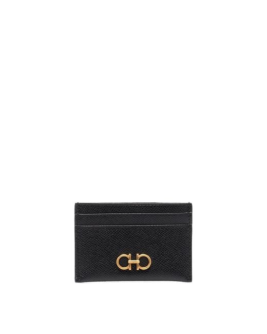 Ferragamo White Gancini Leather Credit Card Case