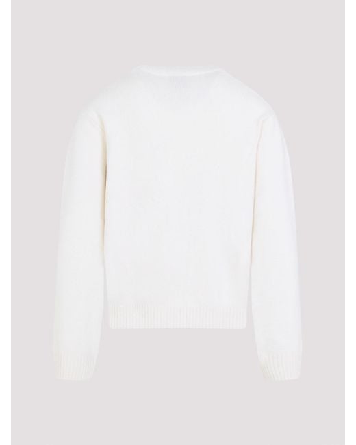 Casablanca White Crewneck Sweater With Floral Embroidery for men