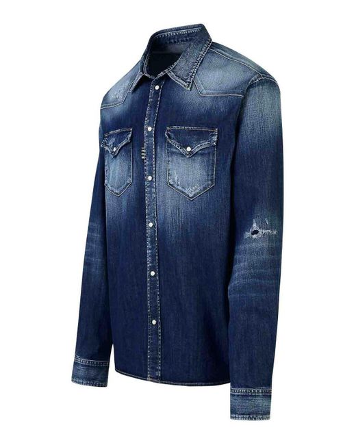 DSquared² Blue Cotton Shirt for men