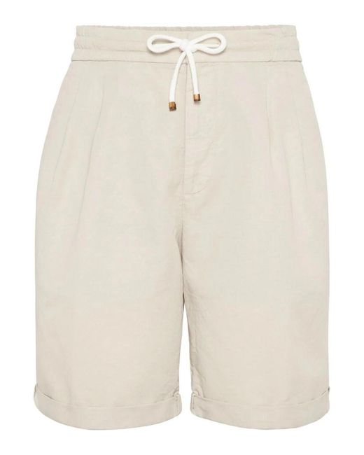 Brunello Cucinelli Natural Linen Shorts for men