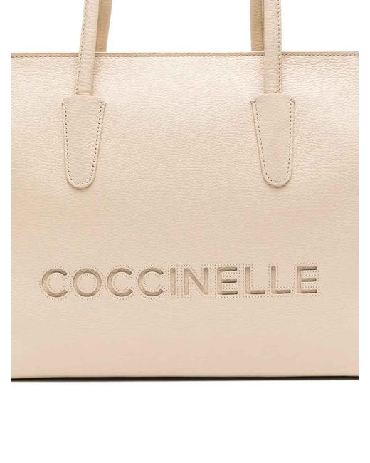 Coccinelle Natural Handbag Grained Sandshell Sandshell