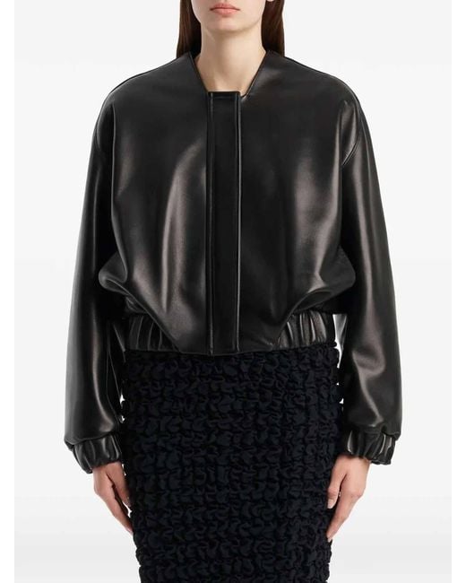 Khaite Black Cordan Leather Bubble Jacket