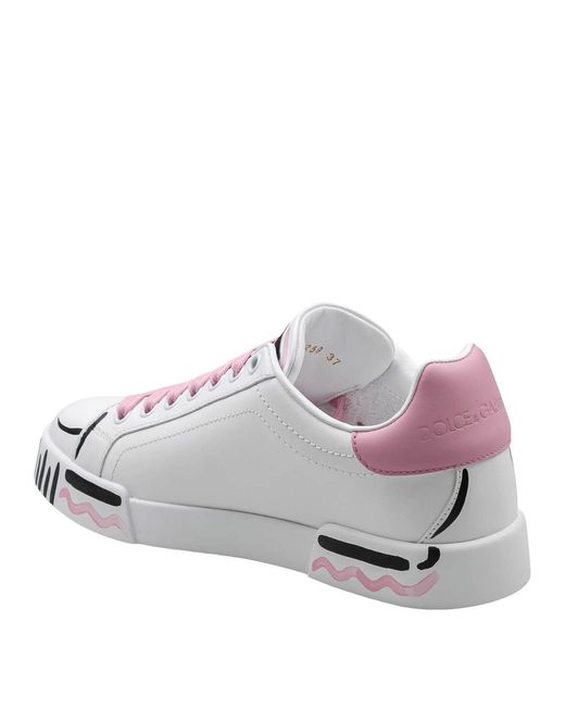 Dolce & Gabbana White Hand-Painted Leather Sneaker