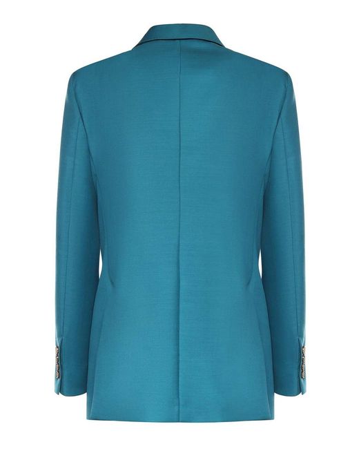 Max Mara Blue Double-Breasted Wool Mohair And Silk Blazer