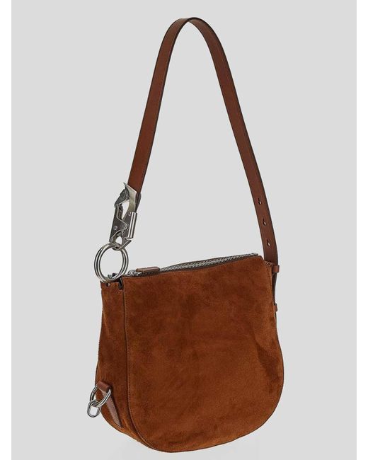 Burberry Brown Shoulder Bag In Brushed With Maxi Hook