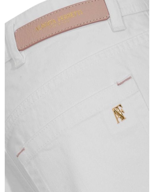 Alberta Ferretti White Wide-Leg Cotton Denim Trousers