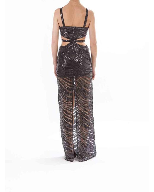 Just Cavalli Black Long Lace Tiger Dress
