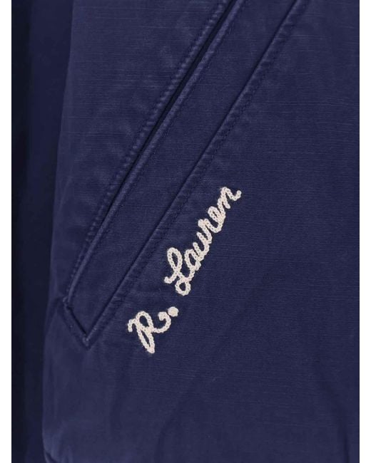 Polo Ralph Lauren Blue Cotton Bomber Jacket With Patch for men