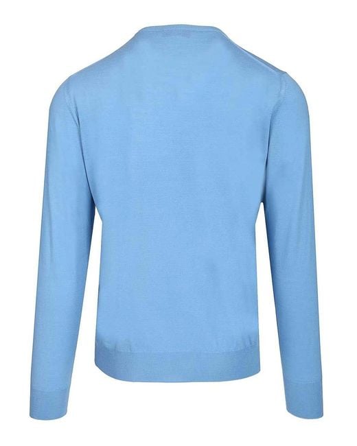 Fedeli Blue Long-Sleeved Sweater for men