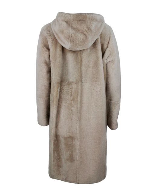 Brunello Cucinelli Natural Shearling Soft Reversible Coat