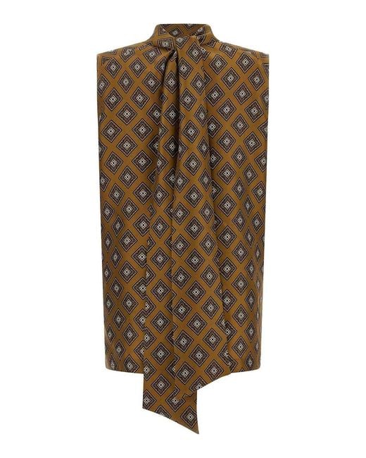 Alberto Biani Brown Tie Print Top