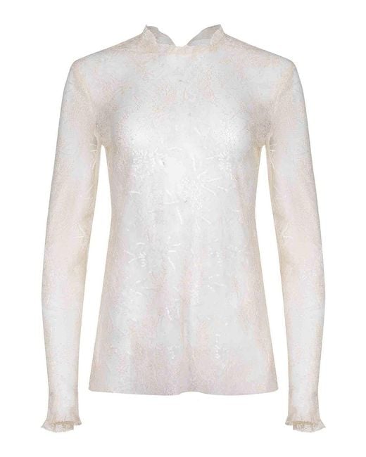 Alberta Ferretti White Shirt Made Of Lace