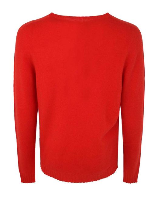 MD75 Red Cashmere Crew Neck Sweater for men