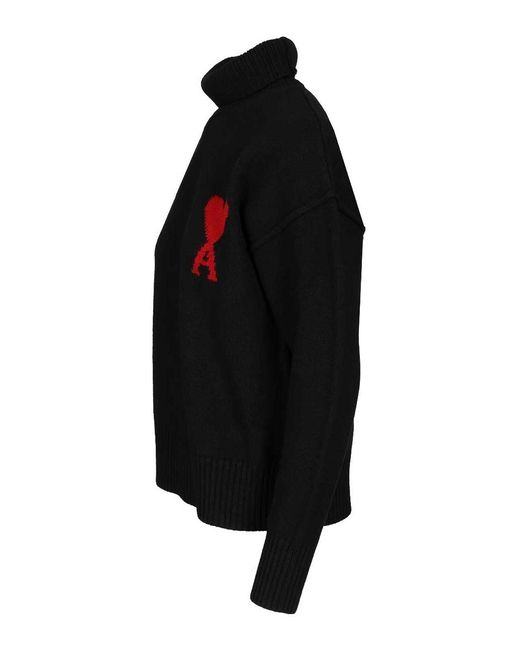 AMI Black Ami De Coeur Turtleneck Sweater