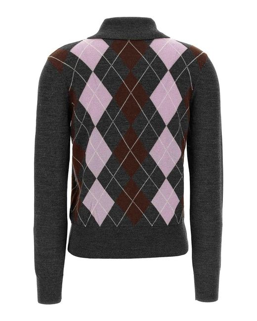 Self-Portrait Black Argyle Lightweight Sweater