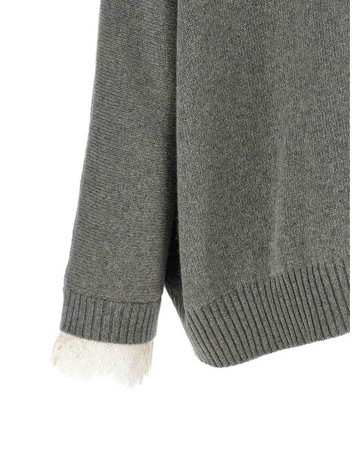 Alberta Ferretti Gray Central Stitching Sweater