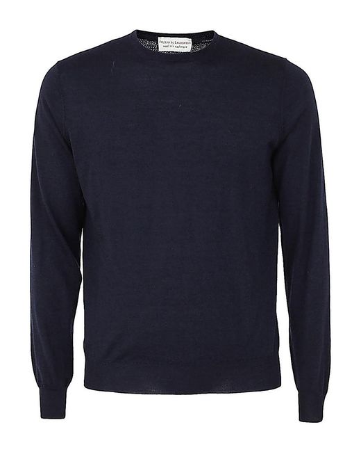 FILIPPO DE LAURENTIIS Blue Round Neck Pullover for men