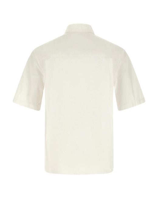 Jil Sander White Logo Embroidery Shirt for men