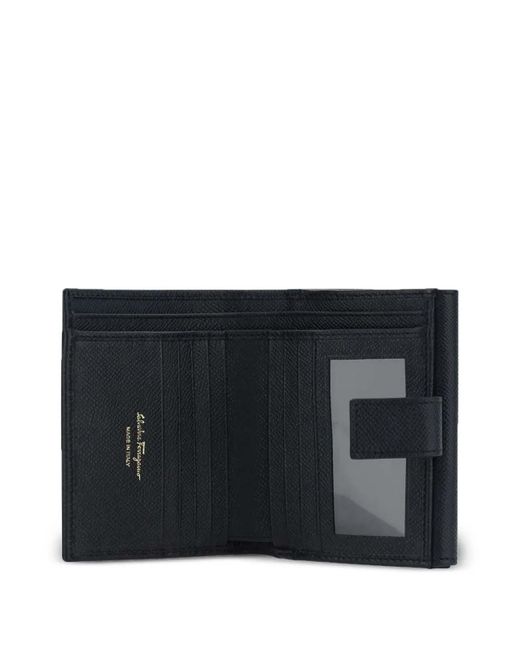 Ferragamo Blue Hammered Leather Gancini Compact Wallet