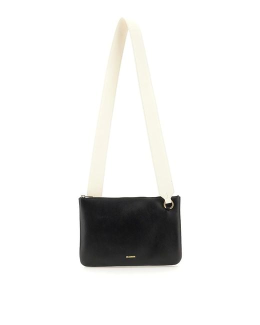 Jil Sander White Logo-Strap Crossbody Bag