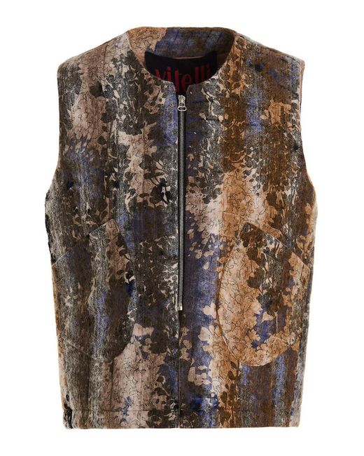 VITELLI Brown Quilted Dommboh Vest for men