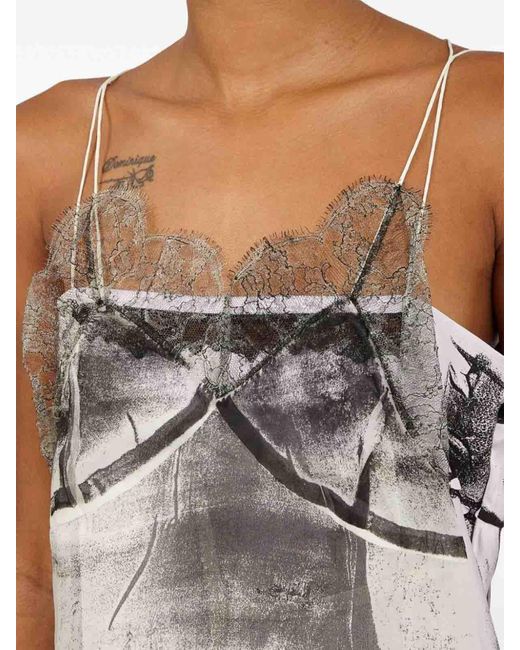 Maison Margiela Gray Freeze-Frame Silk Midi Dress